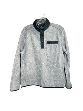 G.H. Bass & Co Gray Long Sleeve‎ Fleece Quarter Button Pullover Mens Size Small